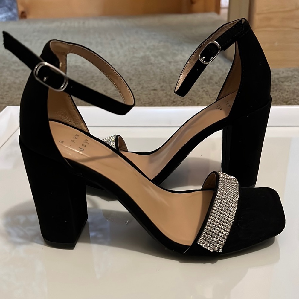 Black rhinestone heels